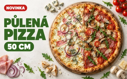 Půlená pizza 50 cm