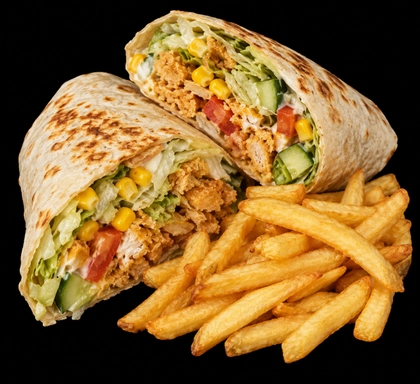 Tortilla kuřecí prsíčka - hranolky