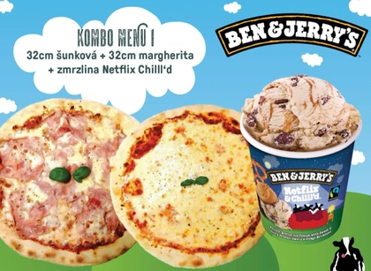 K1. Šunková 32cm + Margherita 32cm + zmrzlina Netflix Chilll’d 465ml
