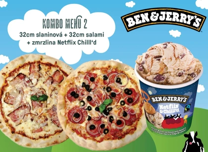 K2. Slaninová 32cm + Salami 32cm + zmrzlina Netflix Chilll’d 465ml
